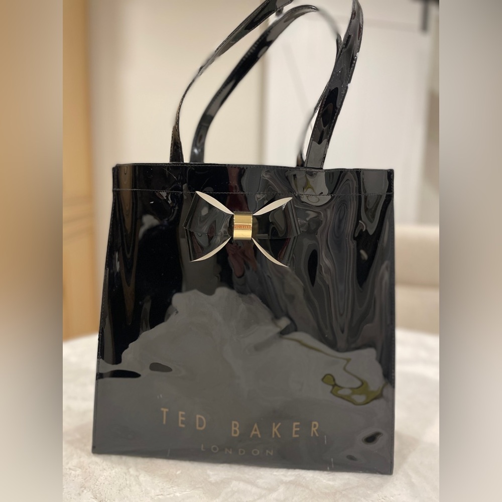 TED BAKER Large Black Plastic Tote w Bow